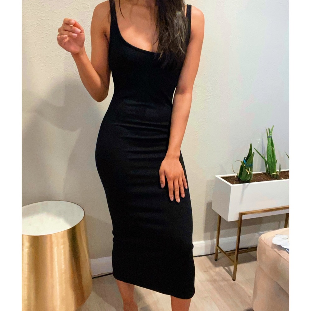 Black Square Neck Maxi Dress